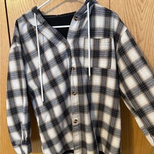 Fleece Lined Button-Up Hoodie Shirt